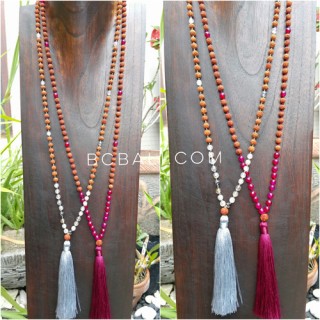 4color radraksha mala tassels necklace with glass beads